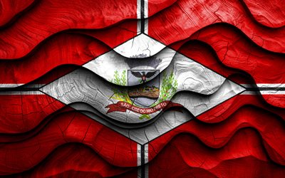 4k, sao jose do rio preto  lippu, brasilian kaupungit, puiset 3d  aallon liput, sao jose do rio preto, brasilia, sao jose do rio preto puinen lippu