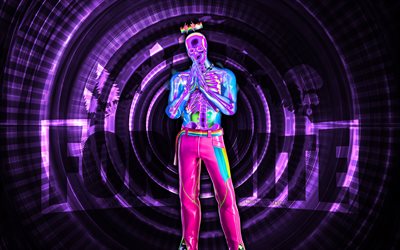 esqueleto balvin fortnite, 4k, fondo espiral violeta, fortnita, creativo, skeleton balvin skin, skeleton fortnite balvin skin, esqueleto balvin, personajes de fortnite