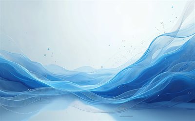 خلفية الأمواج الزرقاء ثلاثية الأبعاد, 4k, خلفية الأمواج الزرقاء المجردة, مفاهيم المياه, خلفية الأمواج الزرقاء, خلفية الأمواج الإبداعية, الموجات ثلاثية الأبعاد