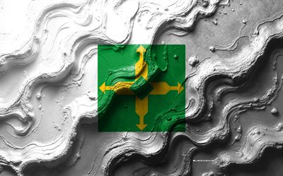 bandeira do distrito federal, 4k, textura da onda de pedra, bandeira do distrito federal 3d, brasil, bandeira do estado do distrito federal, bandeiras de estados brasileiros, distrito federal
