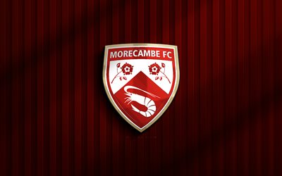 4k, Morecambe FC 3D logo, National League, red 3D background, soccer, Morecambe FC emblem, Morecambe FC logo, Morecambe FC, football, english football club, FC Morecambe