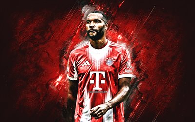 Jonathan Tah, FC Bayern Munich, portrait, German Football Player, Red Stone Background, Grunge Art, Bayern Munich, Germany, Football, Bundesliga, Jonathan Tah Bayern Munich
