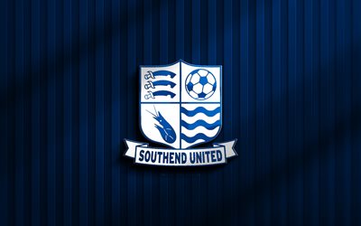 4k, Southend United 3D logo, National League, blue 3D background, soccer, Southend United emblem, Southend United logo, Southend United, football, english football club, Southend United FC