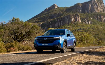 subaru forester touring, 4k, gebirge, 2025 autos, suvs, straße, blauer subaru forester, 2025 subaru forester, japanische autos, subaru forester, subaru