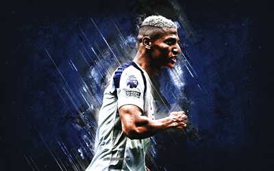 richarlison, tottenham hotspur, celebración de goles, jugador de fútbol brasileño, fondo de piedra azul, arte grune, tottenham, richarlison de andrade, richarlison tottenham hotspur, liga premier, inglaterra, fútbol americano