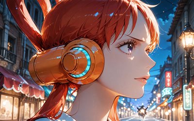 4k, uta, calle, una pieza, noche, de cerca, fruta de canta, manga, personajes de una pieza, obra de arte, uta uta no mi, uta one piece