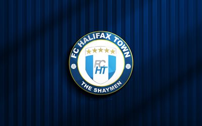 4k, fc halifax town 3d logo, liga nacional, anterior 3d azul, futebol, fc halifax town emblem, logotipo da cidade de halifax fc, fc halifax town, clube de futebol inglês, halifax town fc