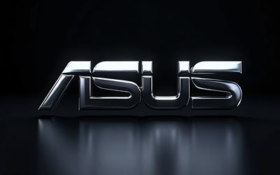4k, Asus chrome logo, creative, black background, minimalism, Asus metal logo, artwork, Asus 3D logo, Asus logo, electronics brands, Asus