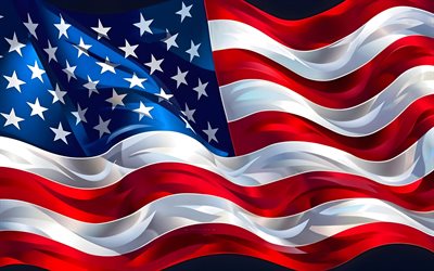 4k, drapeau américain, art abstrait, créatif, drapeau des états unis, œuvres d'art, drapeau abstrait des états unis, symboles nationaux américains, drapeau 3d usa, usa