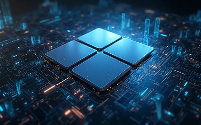 logotipo 3d windows 11, antecedentes de alta tecnología, logotipo azul de windows 11, emblema de windows 11, logotipo de microsoft, windows 11, arte creativo, logotipo de windows 11, logotipo de windows, windows