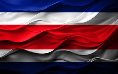 4k, Flag of Costa Rica, North America countries, 3d Costa Rica flag, North America, Costa Rica flag, 3d texture, Day of Costa Rica, national symbols, 3d art, Costa Rica