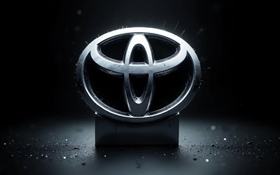 Toyota metal logo, 4K, black background, Toyota emblem, Toyota sign, Toyota logo, 3D Toyota logo, Japanese cars, Toyota