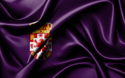 コルドバの旗, 4k, スペインの地方, 布旗, コルドバの日, 波状の絹の旗, スペイン, スペインの州, コルドバ