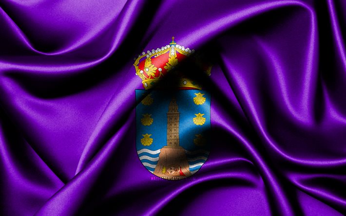 bandiera della coruña, 4k, province spagnole, bandiere di stoffa, giorno della coruña, bandiere di seta ondulate, spagna, province della spagna, la coruna