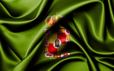 Jaen flag, 4K, spanish provinces, fabric flags, Day of Jaen, flag of Jaen, wavy silk flags, Spain, Provinces of Spain, Jaen