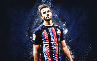 Eric Garcia, FC Barcelona, Spanish football player, defender, portrait, blue stone background, La Liga, Spain, football
