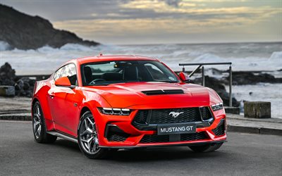 ford mustang gt, 4k, supersportwagen, 2024 autos, red ford mustang, amerikanische autos, muskelwagen, 2024 ford mustang, ford