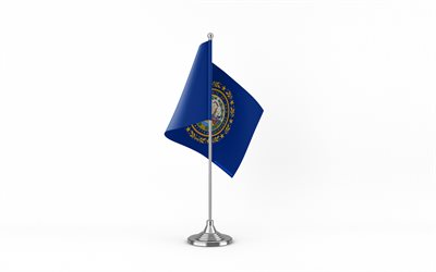 4k, new hampshire bordsflagga, vit bakgrund, new hampshire flagga, bordsflagga i new hampshire, new hampshire flag på metal stick, new hampshire, amerikanska stater flaggor, usa