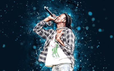 playboi carti, 4k, 블루 네온 조명, 음악 스타, 미국 래퍼, 요르단 테렐 카터, 까르띠에 경, 현금 카티, yung carti, 미국 유명인, playboi carti 4k