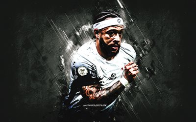 memphis depay, corinzi, calciatore olandese, sfondo di pietra bianca, grunge art, brasile, calcio