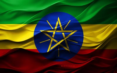 4k, bandera de etiopía, países africanos, bandera 3d etiopía, áfrica, textura 3d, día de etiopía, símbolos nacionales, arte 3d, etiopía