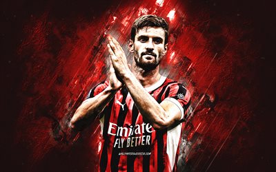 matteo gabbia, ac milano, calciatore italiano, grunge art, sfondo di pietra rossa, serie a, italia, calcio