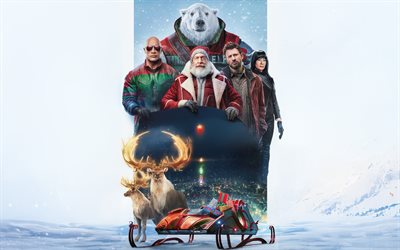 2024, quello rosso, poster, materiali promozionali, tutti i personaggi, dwayne johnson, chris evans, lucy liu, natale