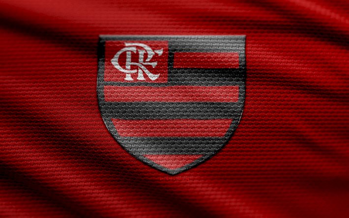 شعار flamengo rj fabric, 4k, خلفية النسيج الأحمر, دوري الدراسية البرازيلية, خوخه, كرة القدم, شعار flamengo rj, flamengo rj emblem, flamengo rj, نادي كرة القدم البرازيلي, flamengo fc