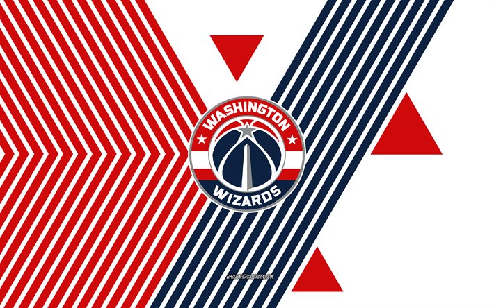 washington wizards  logotyp, 4k, amerikansk basketlag, röda vita linjer bakgrund, washington wizards, nba, usa, linjekonst, washington wizards emblem, basketboll
