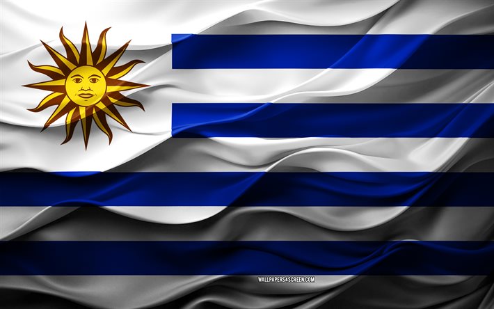 4k, uruguay flagga, sydamerika länder, 3d uruguay  flagga, sydamerika, 3d  konsistens, uruguay dag, nationella symboler, 3d  konst, uruguay