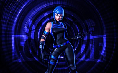 blue and black wonder fortnite, 4k, sininen spiraali tausta, fortnite, luova, sininen ja musta wonder skin, fortnite blue and black wonder skin, sininen ja musta ihme, fortnite hahmot
