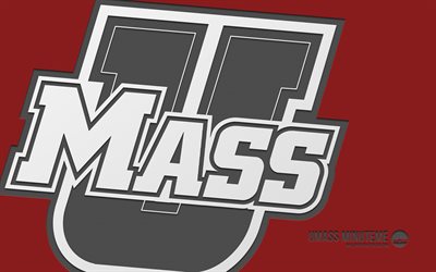 UMass Minutemen logo, 4k, burgundy background, carbon art, NCAA, UMass Minutemen emblem, American football team, USA, UMass Minutemen, American football
