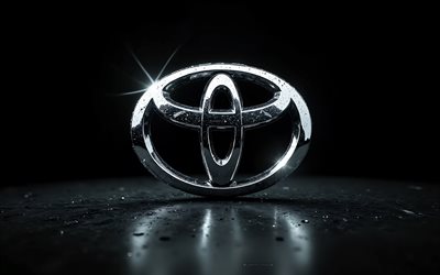 Toyota metal logo, Japanese cars, black background, Toyota 3D emblem, Toyota logo, Toyota sign, Toyota