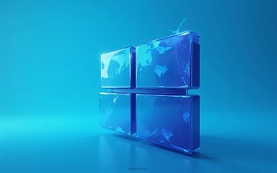 blaues 3d logo von windows 11, 4k, blauer hintergrund, windows 11 3d logo, 3d kunst, windows 11 emblem, windows 11 logo, windows 11, windows logo, windows