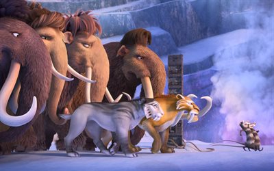mammoths, tigers, 2016, characters, Ice Age, Collision Course, Buck, Gretie