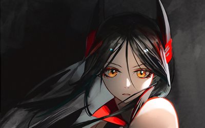 ines, yeux jaunes, manga, arknights, personnages d'anime, obscurité, personnages arknights, ines arknights
