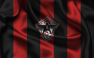 4k, logotipo do atlético do atlético, tecido de seda preta vermelha, time de futebol brasileiro, emblema do atlético do atlético, serie brasileira d, fc atlético cearense, brasil, futebol, fc atlético de cearens, atlético cearense