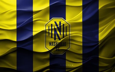 4k, nashville sc  logo, sininen keltainen 3d  tausta, nashville sc  tunnus, amerikan jalkapallojoukkue, nashville sc  lippu, 3d  rakenne, mls, yhdysvallat, nashville sc, jalkapallo