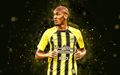 fabinho, 4k, gelbe neonlichter, al ittihad club, saudische pro  liga, brasilianische fußballer, fabinho 4k, fußball, fabio henrique tavares, al ittihad fc, fabinho al ittihad