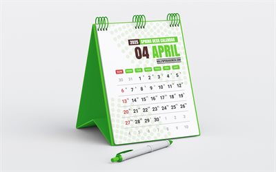 calendrier avril 2025, 4k, calendrier de bureau vert, avril, 2025 concepts, calendriers de printemps, calendrier avril 2025 avril, 2025 calendrier d'avril des affaires, calendrier du printemps 2025, 2025 calendriers de bureau