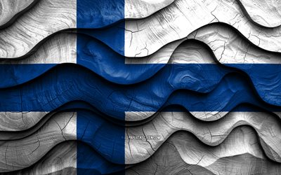4k, fin bayrağı, avrupa ülkeleri, ahşap 3d dalgalar bayrakları, finlandiya günü, finlandiya bayrağı, finlandiya ahşap bayrak, avrupa, fince ulusal semboller, finlandiya