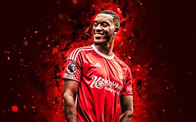 Callum Hudson-Odoi, 4k, red neon lights, Nottingham Forest FC, Premier League, english footballers, Callum Hudson-Odoi 4K, football, soccer, Nottingham Forest, Callum Hudson-Odoi Nottingham Forest