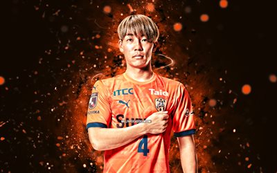 Sodai Hasukawa, 4k, orange neon lights, Shimizu S-Pulse, J1 League, Japanese footballers, Sodai Hasukawa 4K, football, soccer, Shimizu S-Pulse FC, Sodai Hasukawa Shimizu S-Pulse