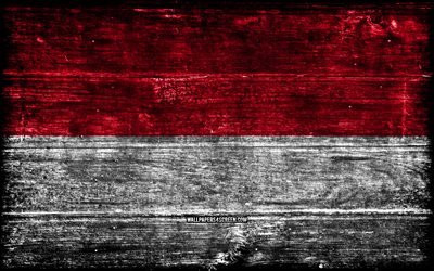 Indonesia wooden flag, 4k, wooden grunge flags, Asian countries, flag of Indonesia, Day of Indonesia, Asia, Indonesian flag, Indonesia, Indonesian national symbols, Indonesia flag
