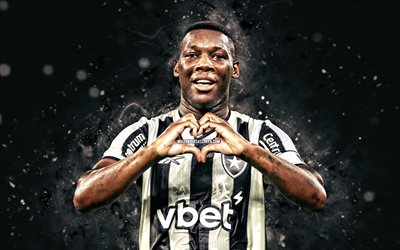 patrick de paula, 4k, vita neonljus, botafogo fc, brasiliansk serie a, brasiliansk fotbollsspelare, patrick de paula 4k, fotboll, botafogo, patrick de paula botafogo