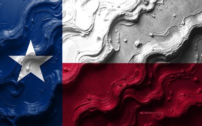 bandera de texas, 4k, textura de onda de piedra, bandera 3d de texas, bandera del estado de texas, eeuu, banderas de los estados estadounidenses, texas
