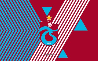 Trabzonspor logo, 4k, Turkish football team, maroon blue lines background, Trabzonspor, Turkish Super Lig, Turkey, line art, Trabzonspor emblem, football