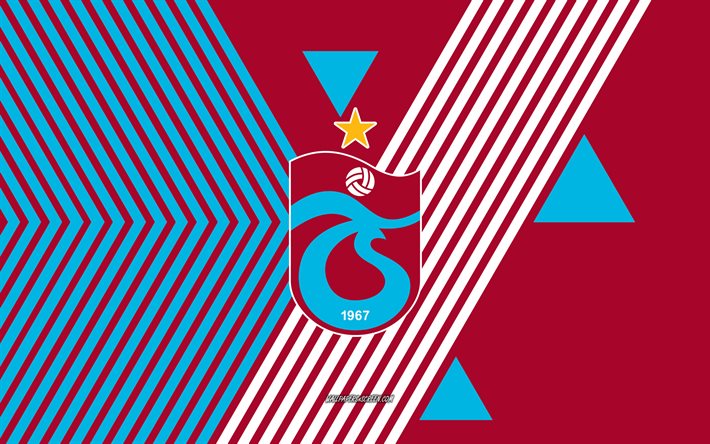 trabzonspor logosu, 4k, türk futbol takımı, bordo mavi çizgiler arka plan, trabzonspor, türk süper lig, türkiye, hat sanatı, trabzonspor amblemi, futbol