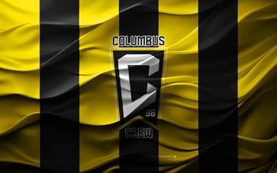 4k, Columbus Crew logo, yellow black 3d background, Columbus Crew emblem, American soccer team, Columbus Crew flag, 3d texture, MLS, USA, Columbus Crew, soccer, football