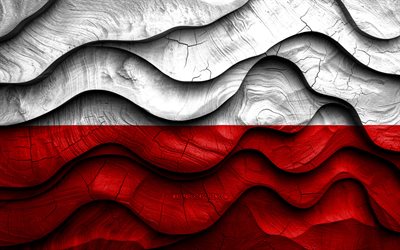 4k, polsk flagga, europeiska länder, trä 3d  vågor flaggor, polens dag, polens flagg, polen träflagga, europa, polska nationella symboler, polen